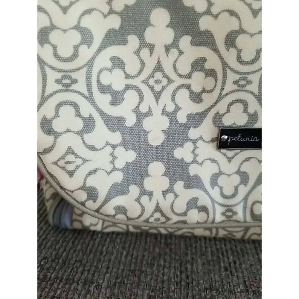 Petunia Pickle Bottom Backpack Shoulder Diaper‎ Bag Gray Light Yellow Green